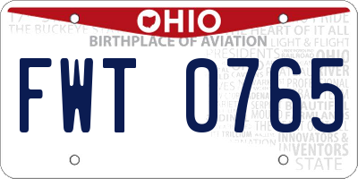 OH license plate FWT0765