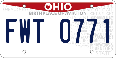 OH license plate FWT0771