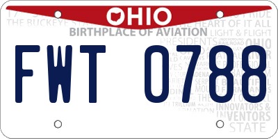 OH license plate FWT0788