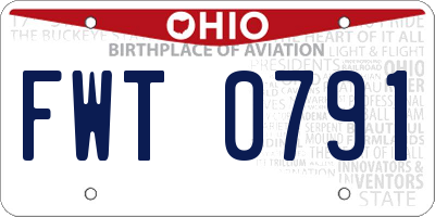 OH license plate FWT0791