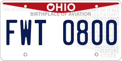 OH license plate FWT0800