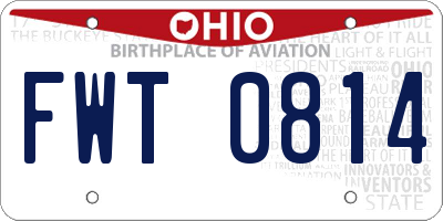 OH license plate FWT0814