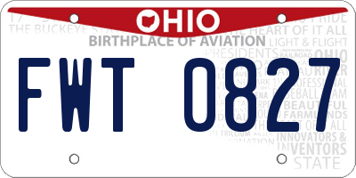 OH license plate FWT0827