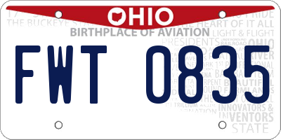 OH license plate FWT0835