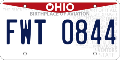 OH license plate FWT0844