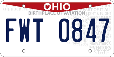 OH license plate FWT0847