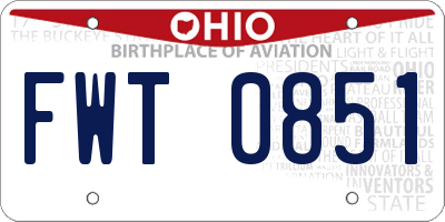 OH license plate FWT0851