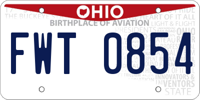 OH license plate FWT0854