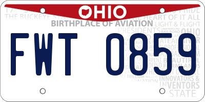 OH license plate FWT0859