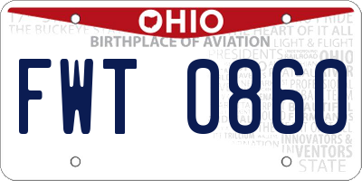 OH license plate FWT0860