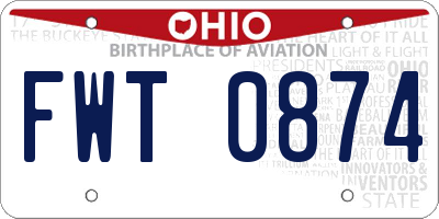 OH license plate FWT0874