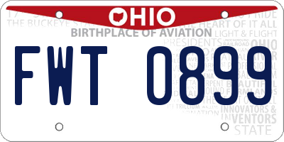 OH license plate FWT0899