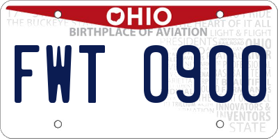OH license plate FWT0900