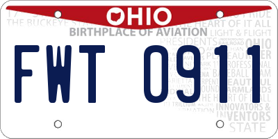 OH license plate FWT0911