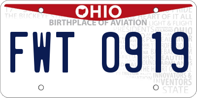 OH license plate FWT0919