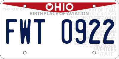OH license plate FWT0922