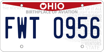 OH license plate FWT0956