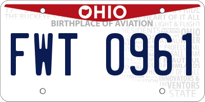 OH license plate FWT0961