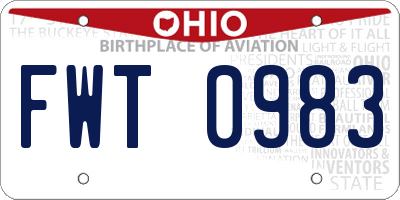 OH license plate FWT0983