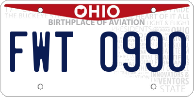 OH license plate FWT0990