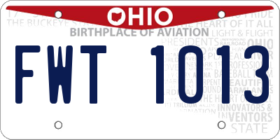 OH license plate FWT1013