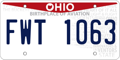 OH license plate FWT1063