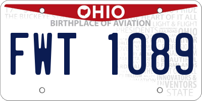 OH license plate FWT1089