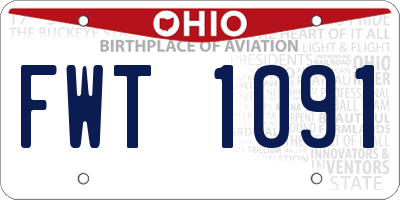 OH license plate FWT1091