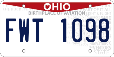 OH license plate FWT1098
