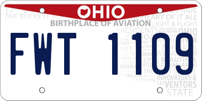 OH license plate FWT1109