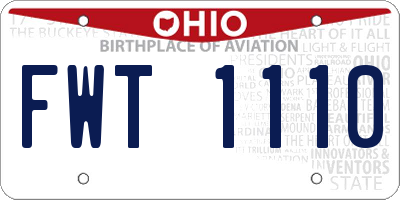 OH license plate FWT1110