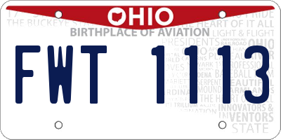OH license plate FWT1113