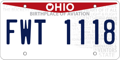 OH license plate FWT1118
