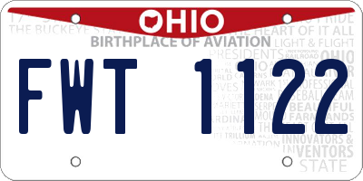 OH license plate FWT1122