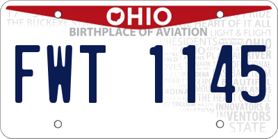 OH license plate FWT1145