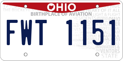 OH license plate FWT1151