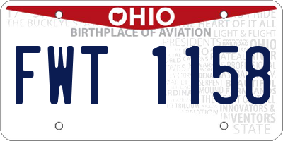 OH license plate FWT1158
