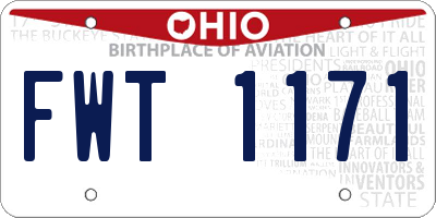 OH license plate FWT1171
