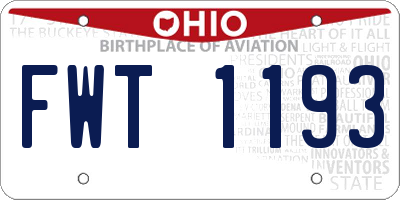 OH license plate FWT1193