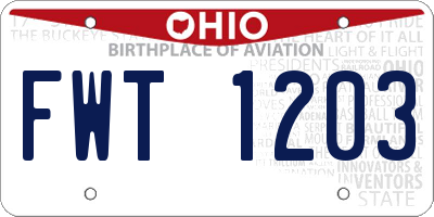 OH license plate FWT1203
