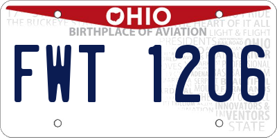 OH license plate FWT1206