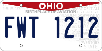 OH license plate FWT1212