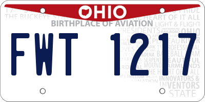 OH license plate FWT1217