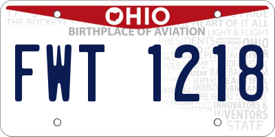 OH license plate FWT1218