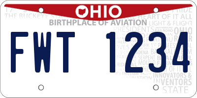 OH license plate FWT1234