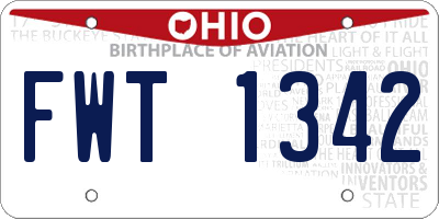 OH license plate FWT1342