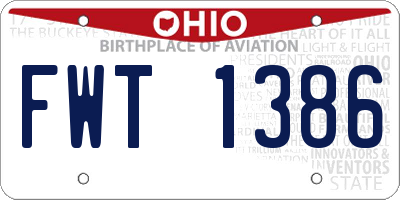 OH license plate FWT1386