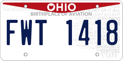 OH license plate FWT1418