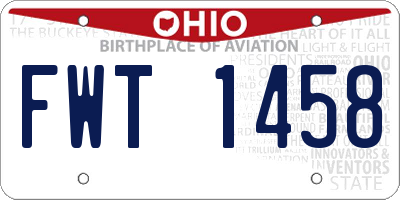 OH license plate FWT1458