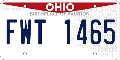 OH license plate FWT1465